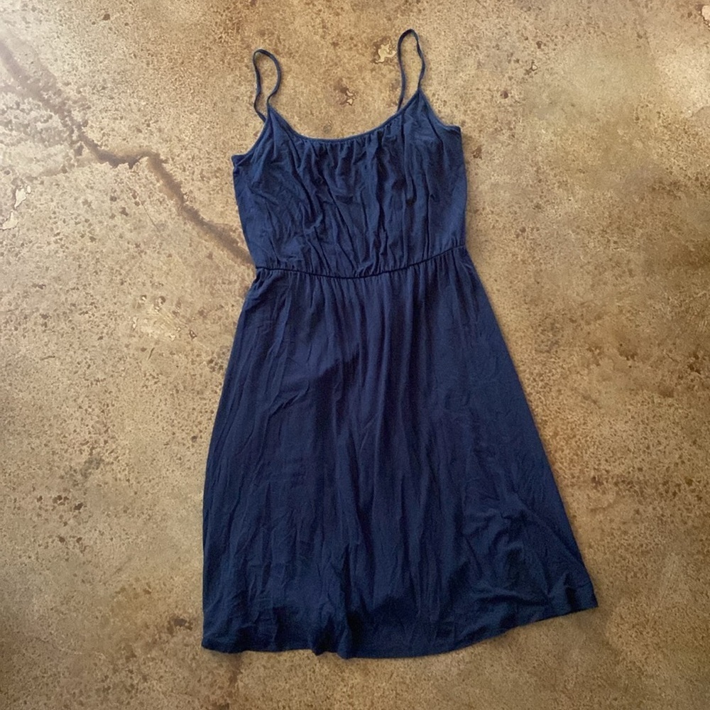 Ann Taylor Loft‎ black modal knit belted spaghetti strap sleeveless midi dress